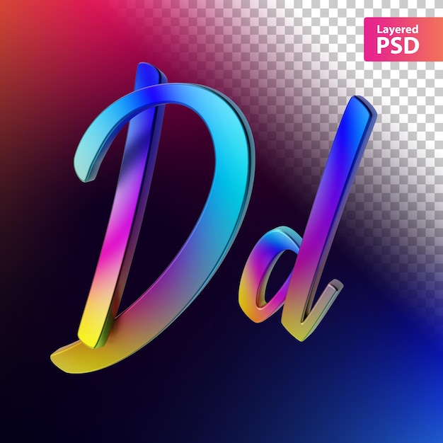 Free PSD 3d calligraphic rainbow color letter