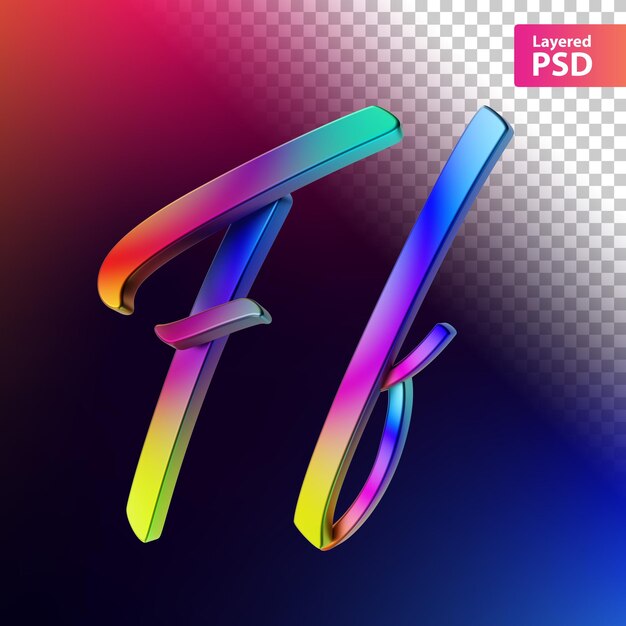 3d каллиграфическое письмо цвета радуги