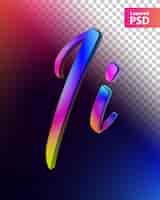 Free PSD 3d calligraphic rainbow color letter