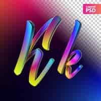 Free PSD 3d calligraphic rainbow color letter