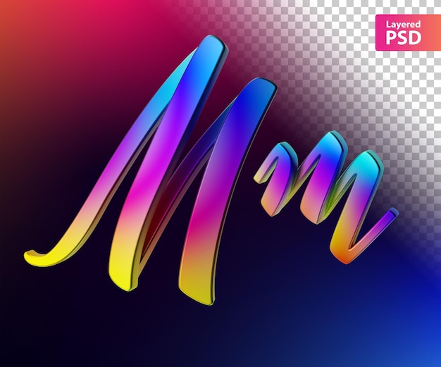 Free 3D Calligraphic Rainbow Color Letter PSD Template