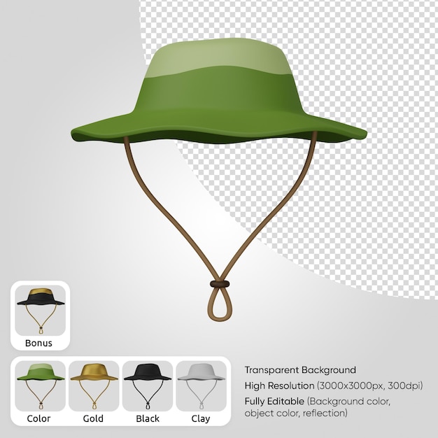 PSD gratuito cappello da campeggio 3d