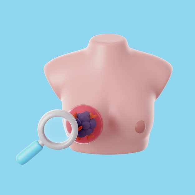 3d cancer icon with woman's breast