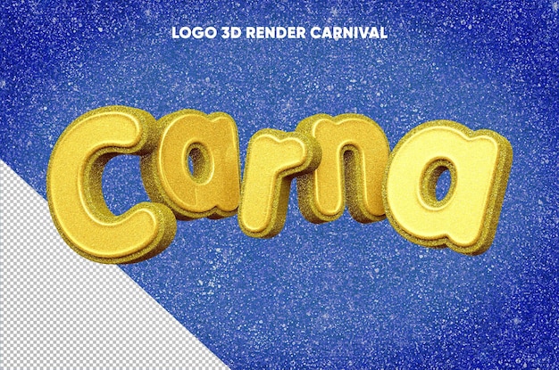 PSD gratuito logo carna 3d con texture glitter giallo