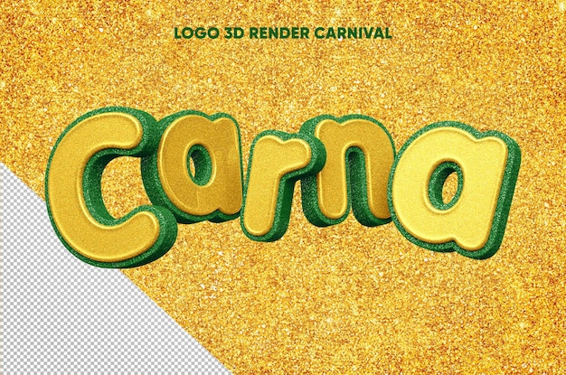 PSD gratuito logo carna 3d con texture glitter giallo e verde