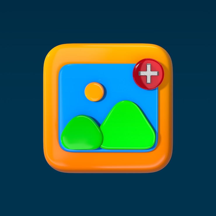 मुफ़्त PSD 3d cartoon landscape photo upload icon