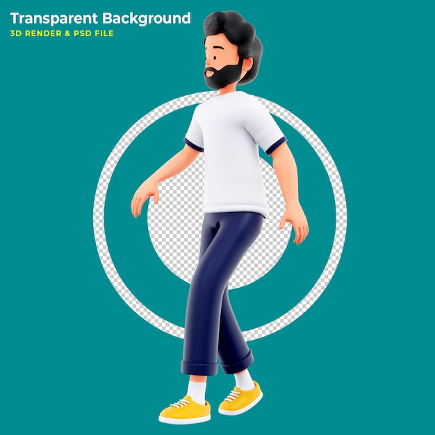 Free PSD 3d casual male character walking pose 3d illustration