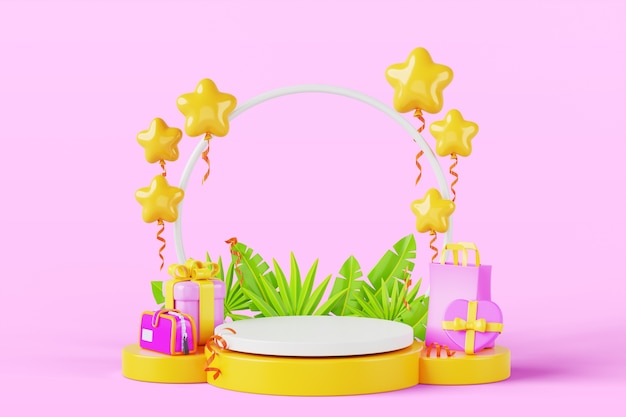 Free PSD 3d celebration/birthday podium background