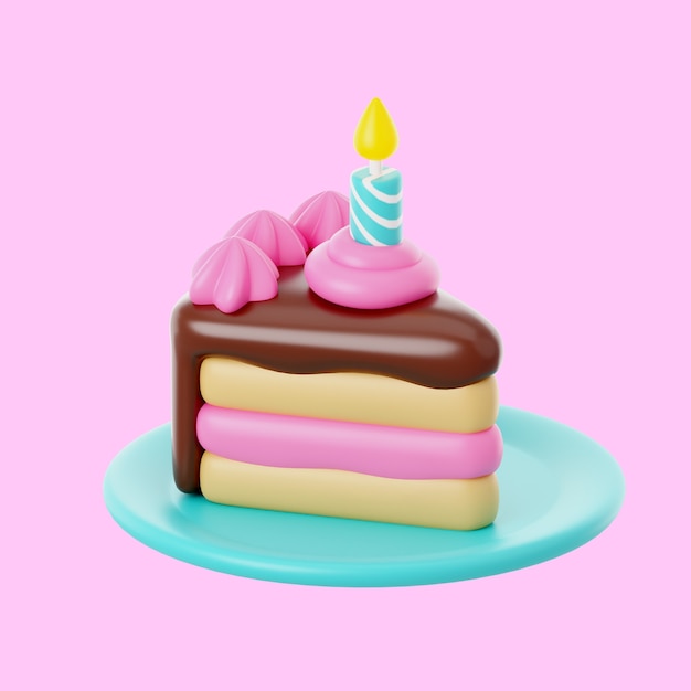 Бесплатный PSD 3d значок празднования с тортом