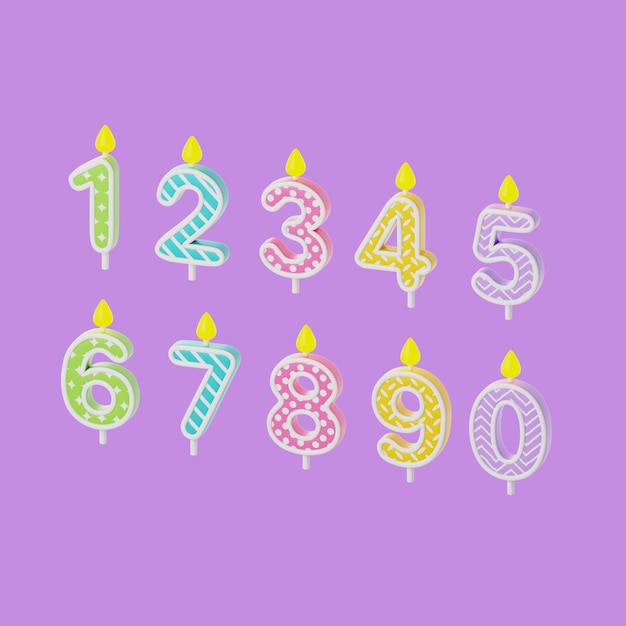 3d celebration icon with number candles