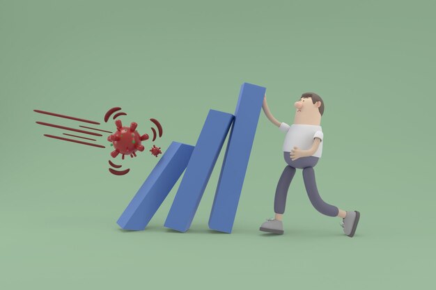비즈니스 개념을 가진 3D 캐릭터 젊은 남자