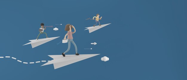3d character young man with business concept