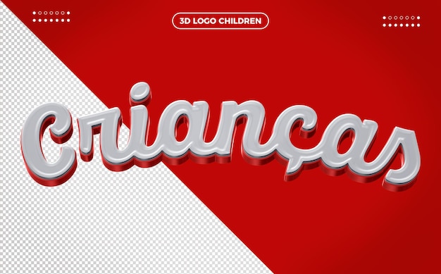 Free PSD 3d children logo isolated on red background