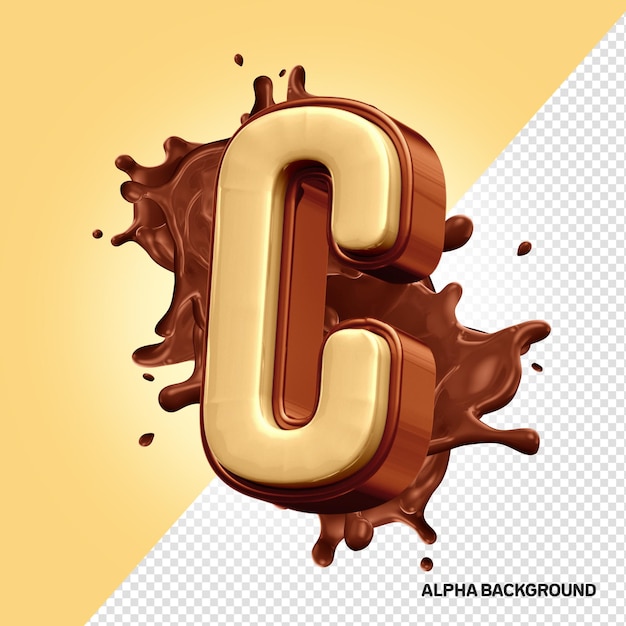 Lettera c dell'alfabeto del cioccolato 3d