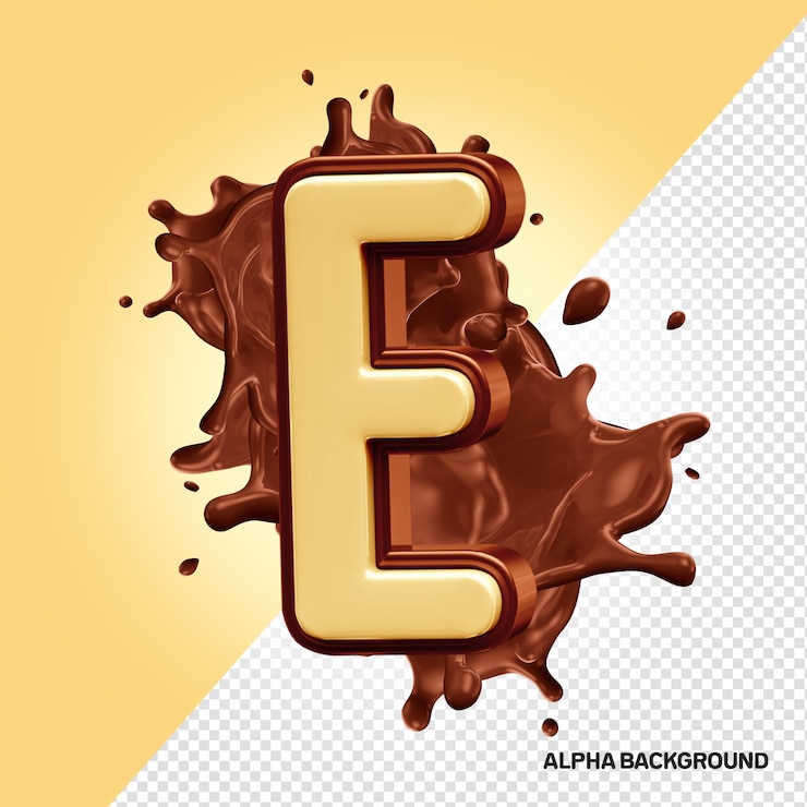 Free PSD 3d chocolate alphabet letter e