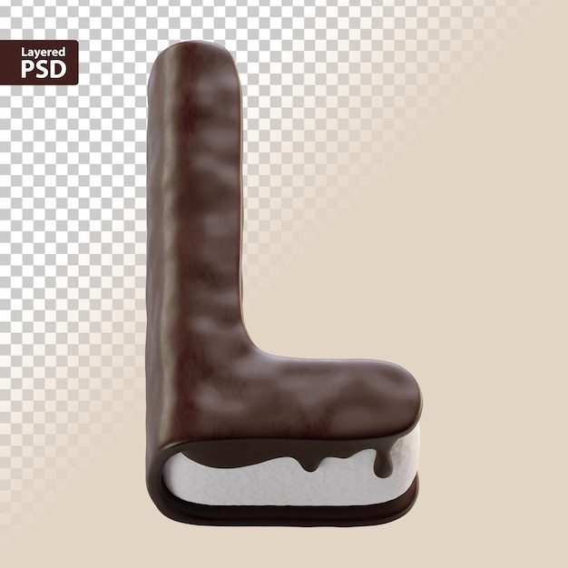 Free PSD 3d chocolate cake letter l