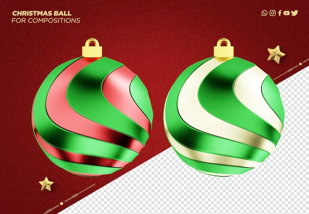 PSD gratuito palla di natale 3d per la decorazione natalizia