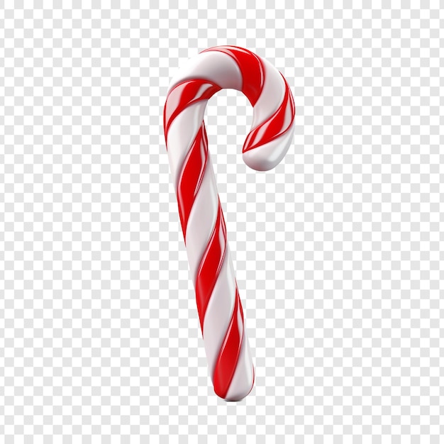 3d christmas candy cane isolated on transparent background