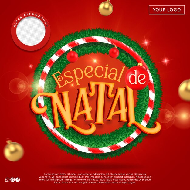 3d christmas logo for isolated psd premium composition