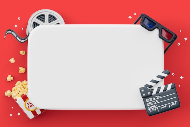 3d cinema blank banner background