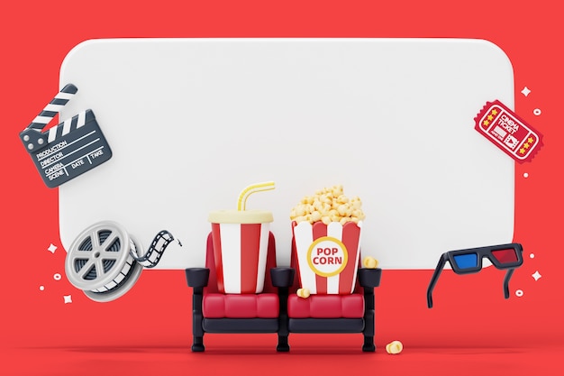 3d cinema blank banner background