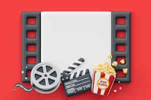 Free PSD 3d cinema blank banner background