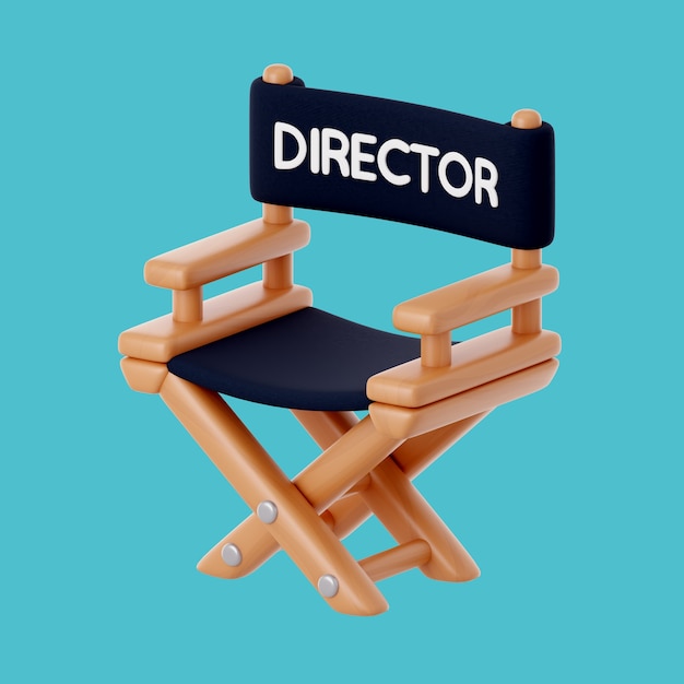 Бесплатный PSD 3d иллюстрация значка кино с режиссерским креслом