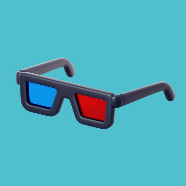 Free PSD 3d cinema icon illustration with glasses