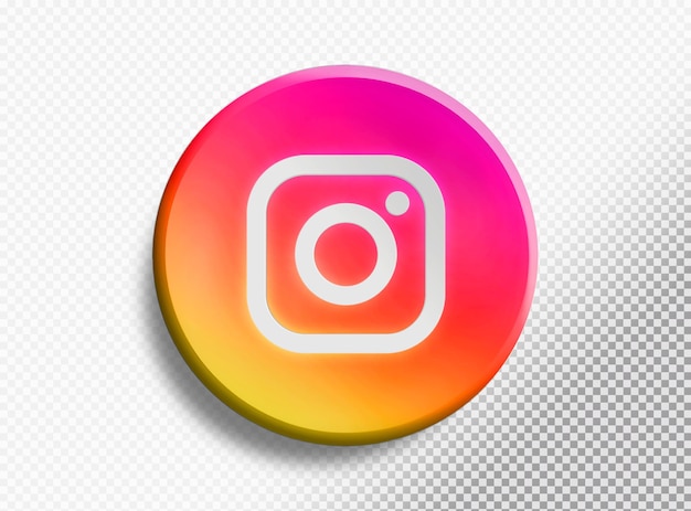 Free 3D Circle with Instagram Symbol PSD Template with Transparent Background