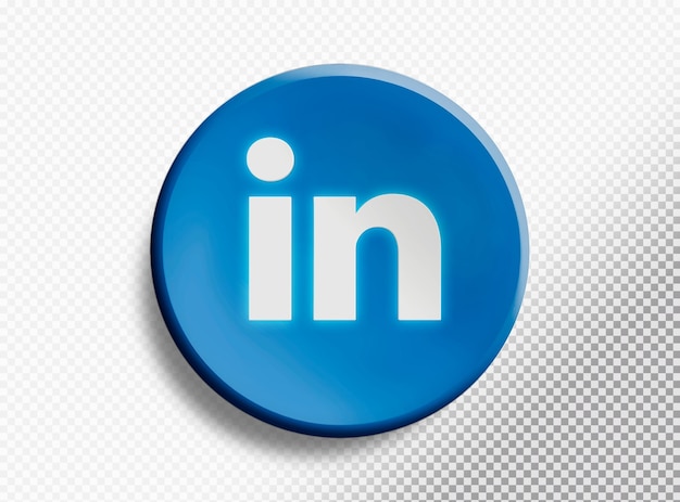 Free PSD 3d circle with linkedin logo isolated on a transparent background