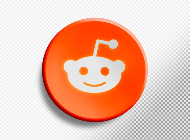 Free PSD 3d circle with reddit icon isolated on a transparent background