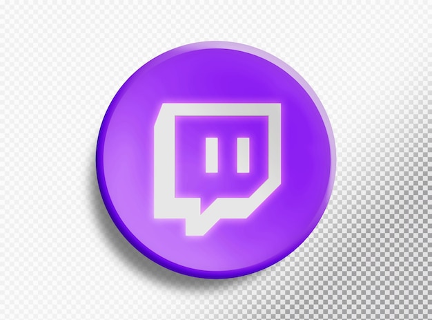 Free PSD 3d circle with twitch logo isolated on a transparent background