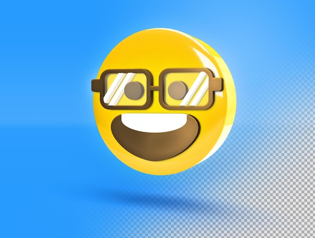 Emoji circolare 3d con faccia felice e occhiali