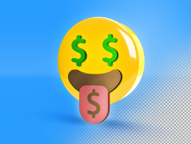 PSD gratuito emoji circolare 3d con gesto di ricchezza