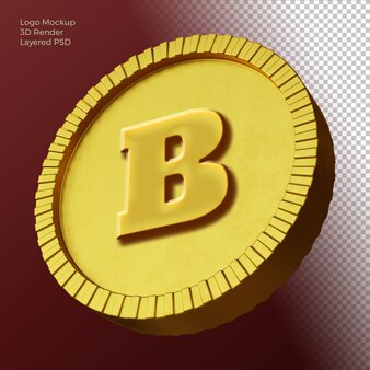 3d coin logo mockup isolated in red background