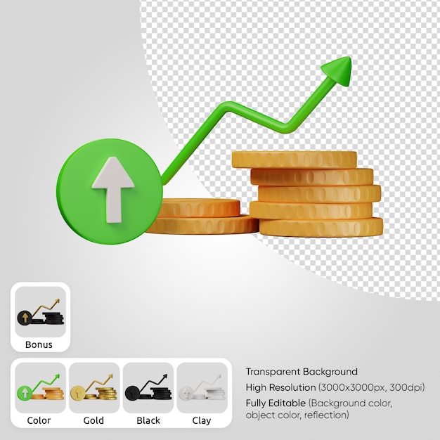 免费的PSD 3 d硬币增加面前