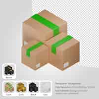 Бесплатный PSD 3d коллекция картонных коробок