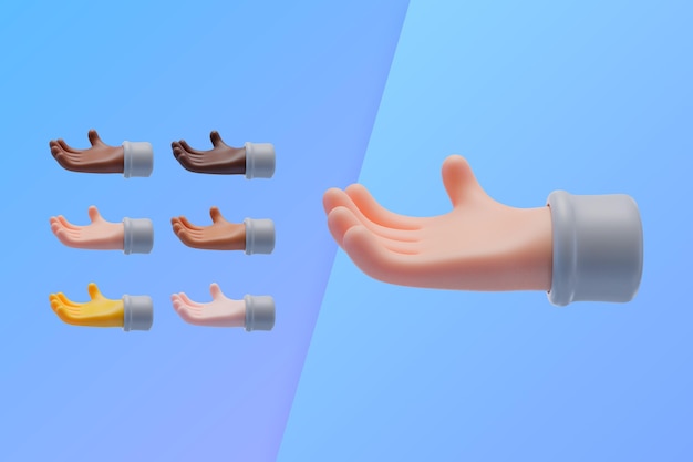 3d collection with hands begging