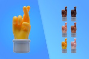 Бесплатный PSD 3d коллекция с руками, скрещенными пальцами