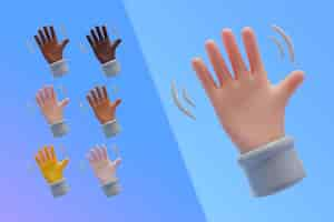 Free PSD 3d collection with hands waving