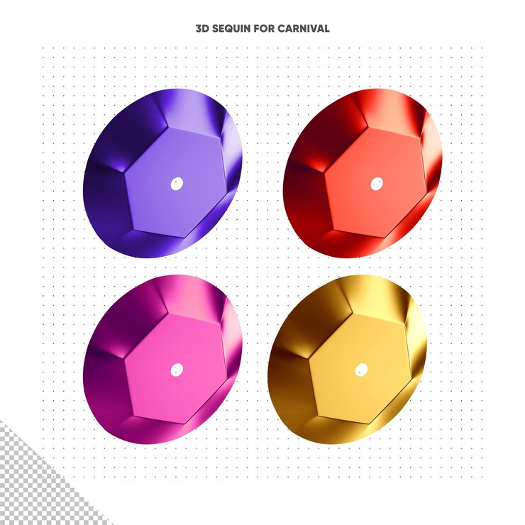 Free PSD 3d colorful sequins for carnival