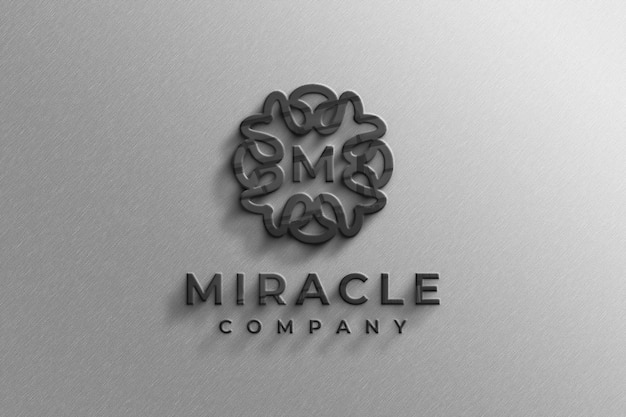 3d company black logo mockup with reflection