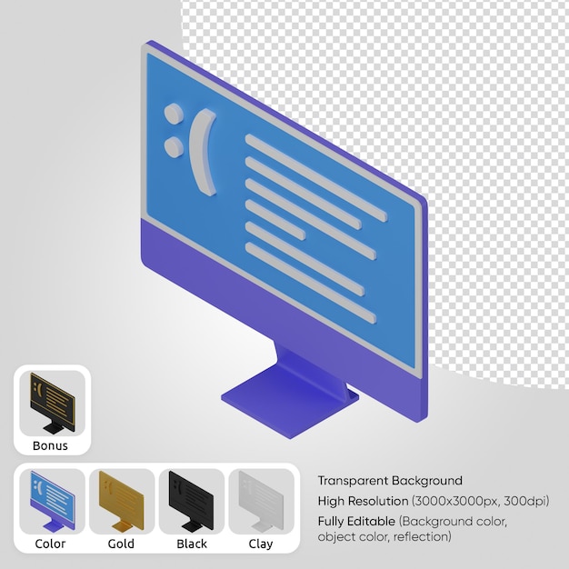 Free PSD 3d computer blue screen