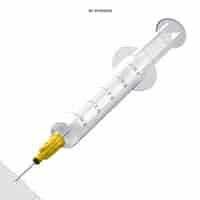 Free PSD 3d coronavirus vaccination yellow syringe
