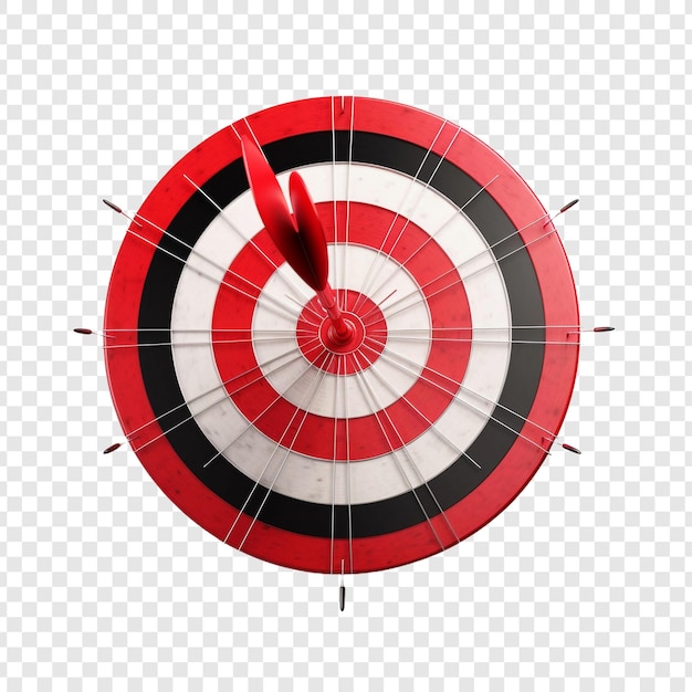 3d dart hitting on target at the center business isolated on transparent background