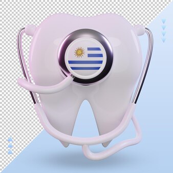 3d dentist stethoscope uruguay flag rendering front view