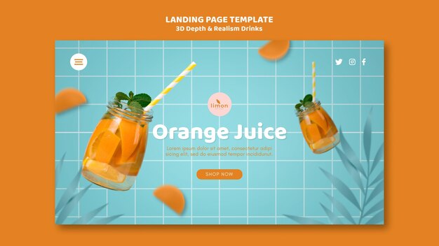 3d depth and realism drinks landing page template