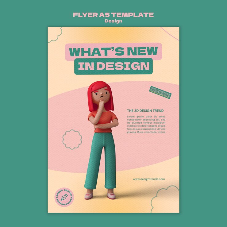 मुफ़्त PSD 3d design flyer template