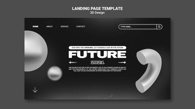 Free PSD 3d design landing page