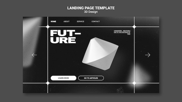 Free PSD 3d design landing page